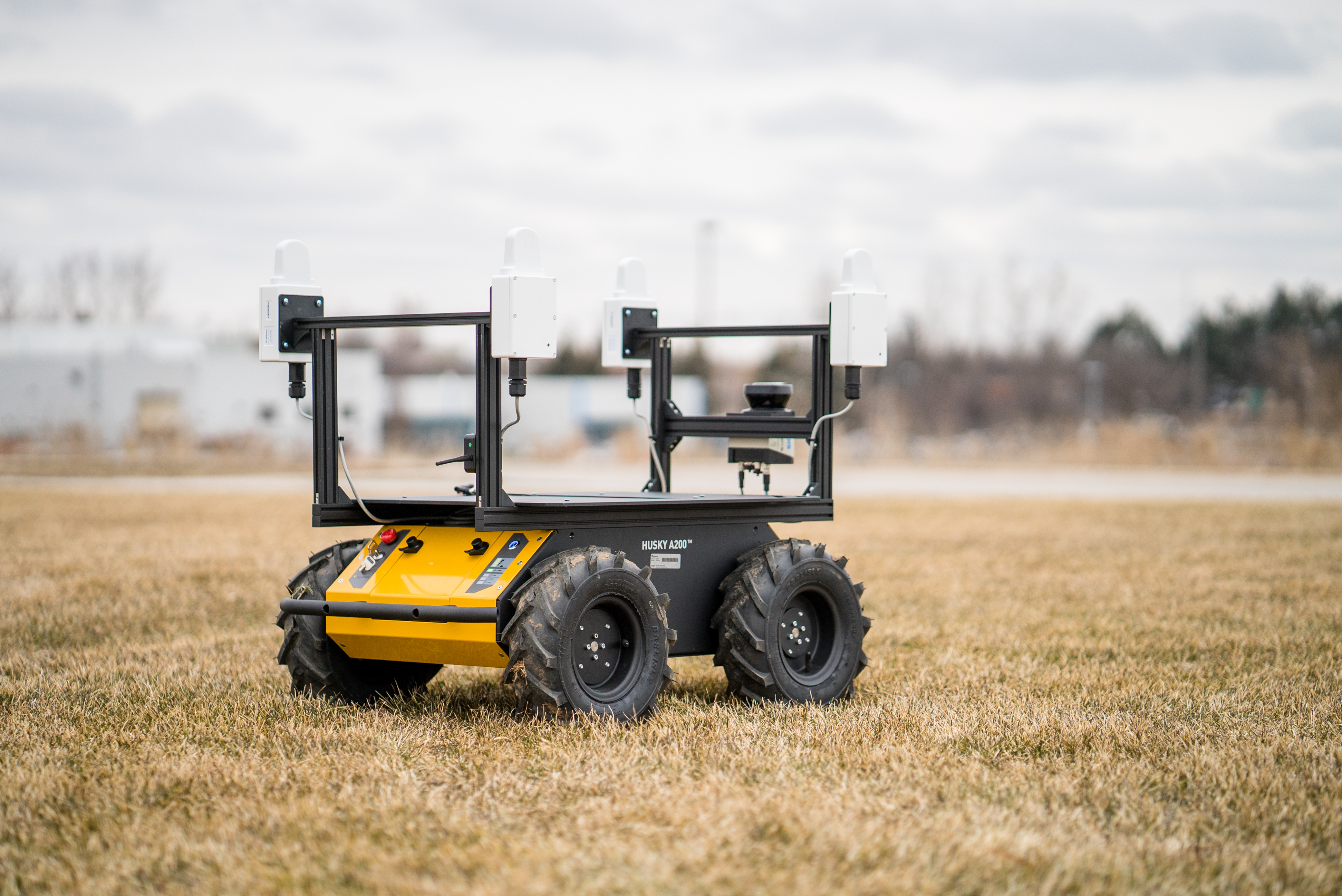 Black Yellow Husky Robot Follow Me