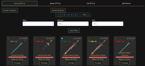 cryptoblades weapon marketplace
