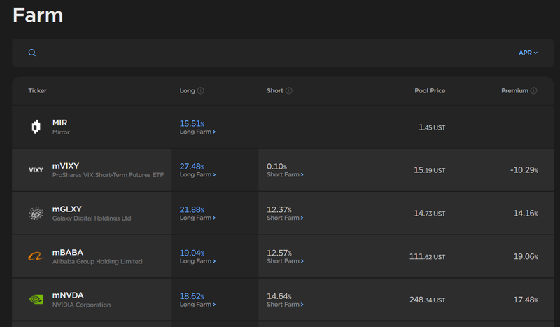 mirror protocol yield farm