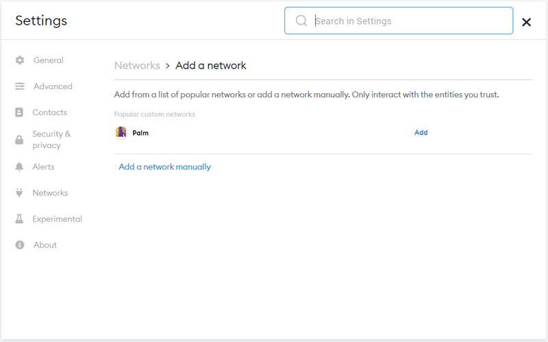 metamask setting add network