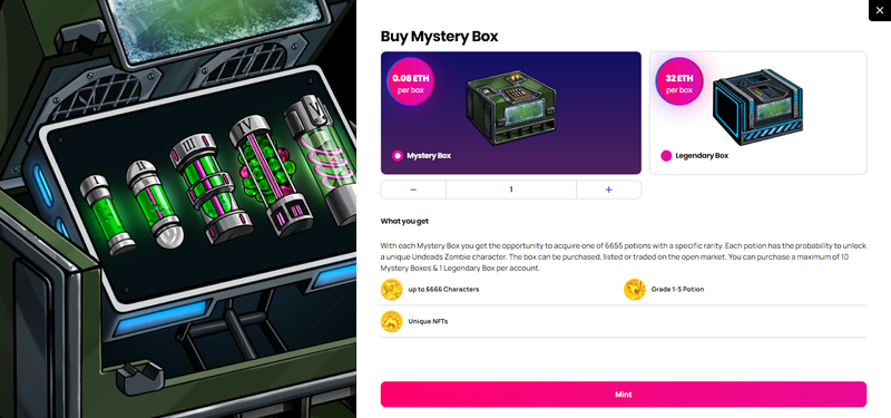 undeads mystery box mint