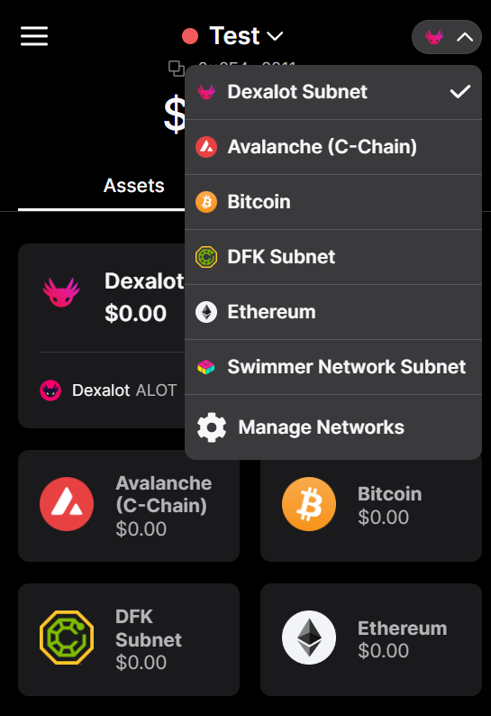 core wallet extension networks