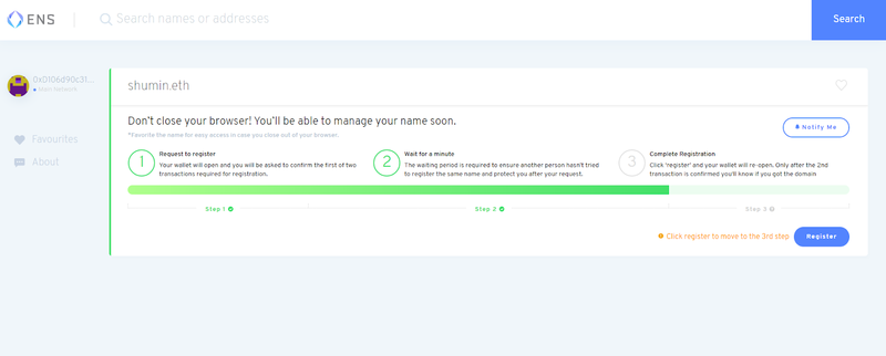 complete ENS registration