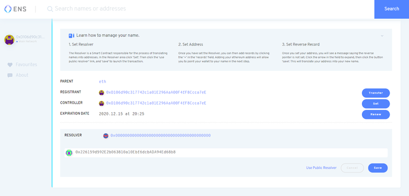 ENS domain name service