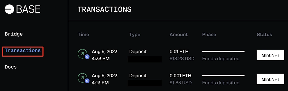 Check Transactions on Base