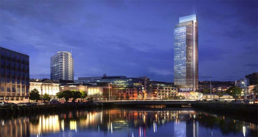 At 34 stories, Custom House Tower could become one of the tallest buildings in Ireland. Photo source: Irish Mirror.