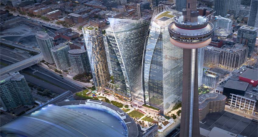 An aerial view looking Northwest over Union Park. Photo source: Oxford Properties.