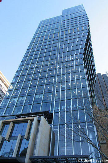 The tower spans more than 40,000 square meters (430,000 square feet) of leasable area over every floor.