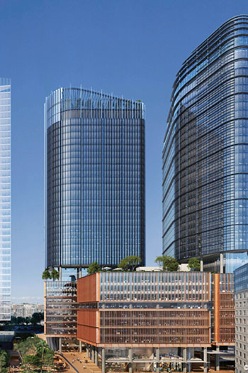 The draft strategy includes precedents of public connections and pedestrian walkways, including Sydney's Green Square. Image: Urban Growth NSW.