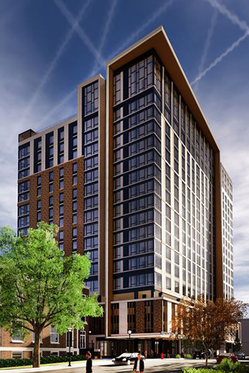 The high-rise is planned to be 208 feet (63 meters) tall and include about 240 apartments.