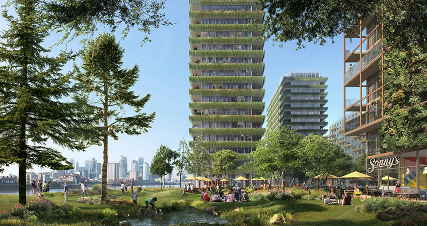 The scheme is expected to deliver 1,500 homes, with 35% affordable, a large riverfront public park, and the refurbishment of existing warehouses.