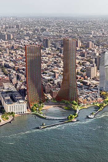 The River Street Waterfront Redevelopment has proposed two mixed-use towers, including one 650 feet (198 meters) tall and a 6-acre (2.4-hectare) park with access to the East River.