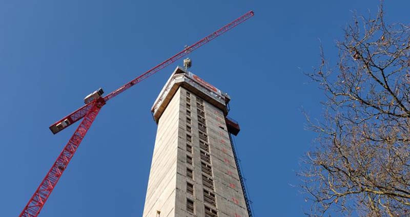 Currently under construction, the service tower is part of Castle Park View in Bristol, which will be the tallest building the city has ever seen.