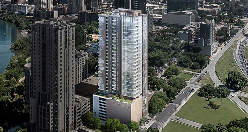 The 33-story tower, located at 48 East Avenue, will have 249 residential units including studio apartments as well as one- and two-bedroom units.