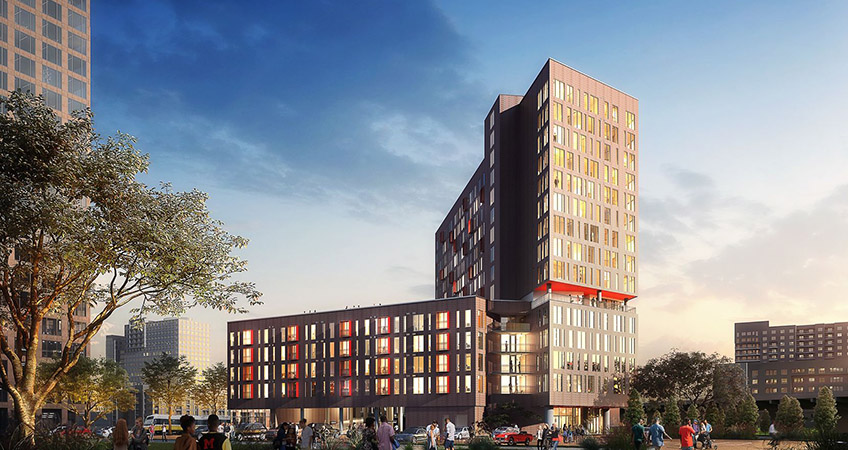 The 15-story building is planned to offer 217 apartments.