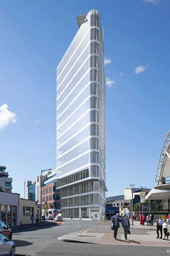 The landmark new 15-story office building is due for completion in 2021.