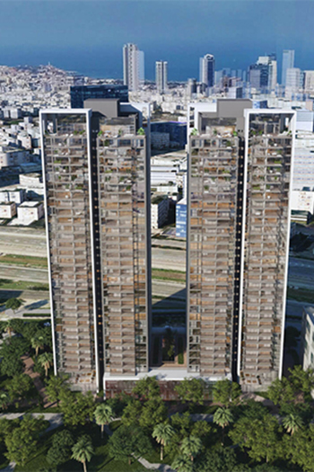 The twin-tower project, which contains north and south 32-floor buildings, will have 65,000 square meters of above-ground space.