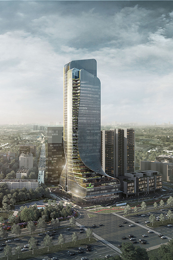 The skyscraper project includes hotels, offices, apartments, and commercial stores.