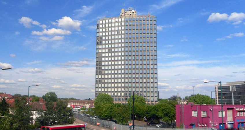 Work is started on converting the 21-story office space into a residential building.