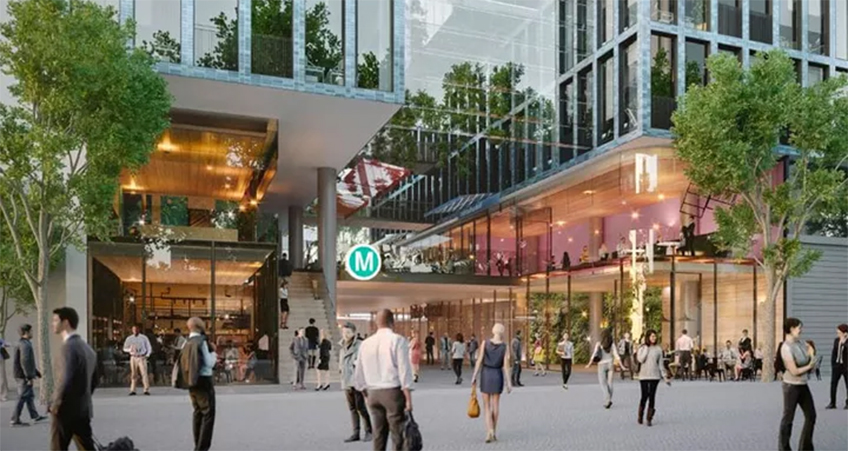 Artist's impression of the over-station tower slated for Victoria Cross station in North Sydney.