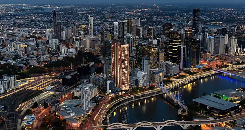 The tower's proposed design will feature deep overhangs, multi-level cross-ventilation and shade-giving plantings maximize the use of external, public places in all weather conditions. Image: Hassell, REX, Richards & Spence