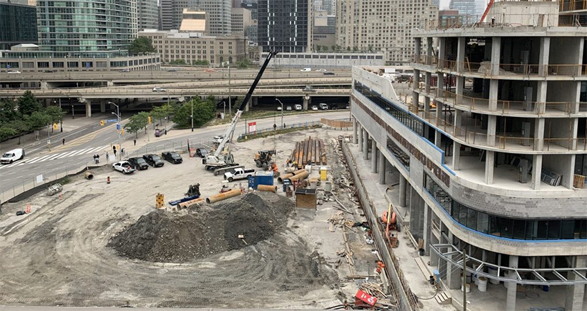 A supertall tower in Toronto is underway, the second to be under construction in the multi-tower Pinnacle One Yonge Complex.