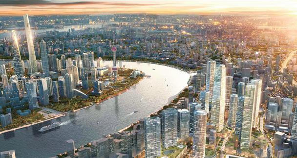 An artist's rendering of the North Bund waterfront after a new round of development.