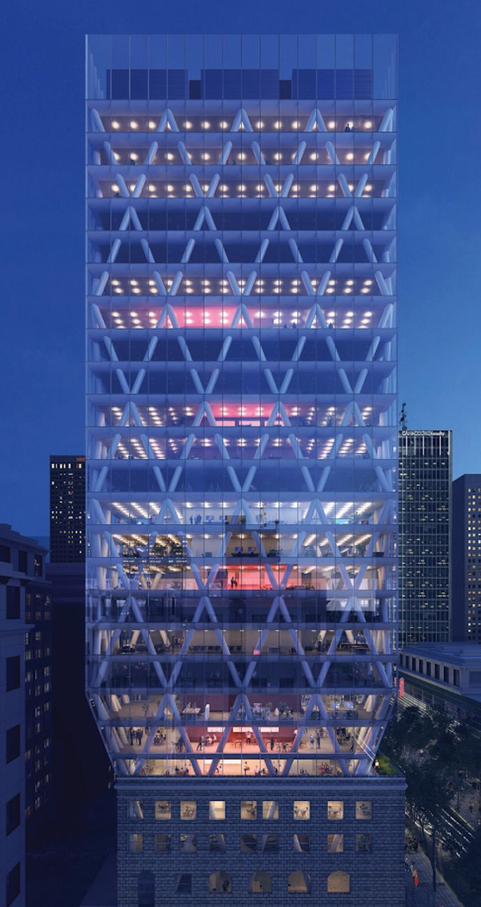 The site of the proposed slender tower at 526 Granville Street is only 15 meters wide along the Granville Street frontage.