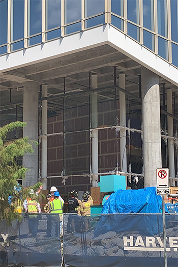 Three workers were killed when newly constructed stairs collapsed at the site of an under-construction building.