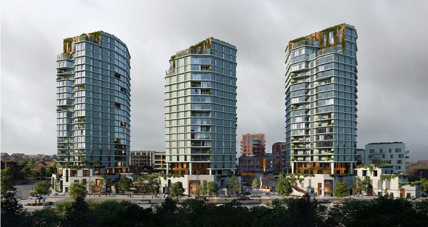 A three-tower project is proposed for a former Honda dealership site in Hendon, North London.