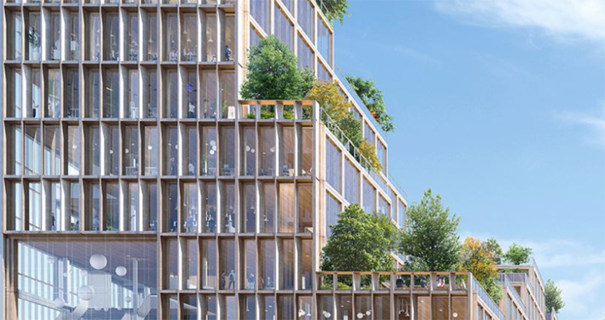 The new master plan incorporates mass timber construction into its 13.6 hectares.