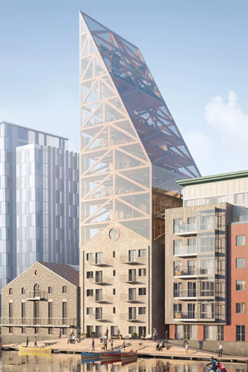 Inside, Dock Mill will measure 2,000 square meters (roughly 21,000 square feet), spread over 13 floors.