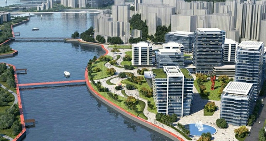 Plans for a commercial district will include integration with existing green corridors and an emphasis on an even distribution between residential and commercial areas.