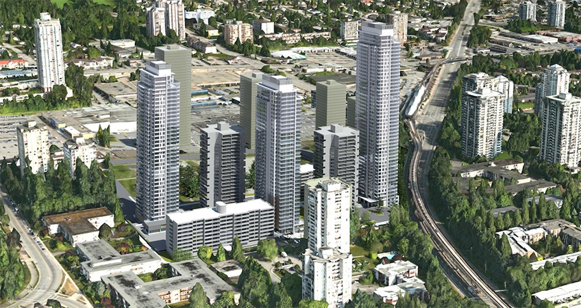 2020 artistic rendering of the revised infill development of Lougheed Village. (NSDA Architects/Starlight Investments)