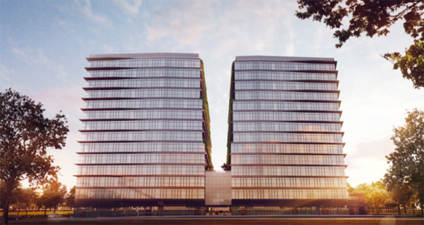 First launched in 2019, the north tower of the complex has reached its final architectural height.