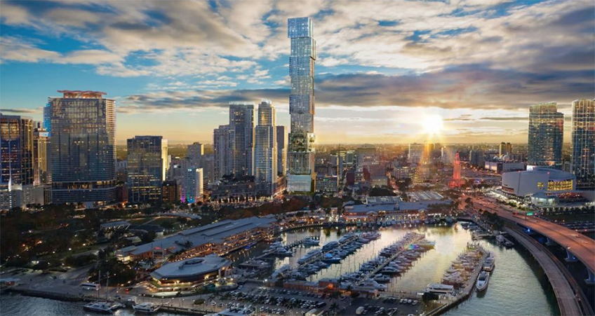 Appearing as a set of stacked cubes, the building's first three cubes will offer 205 rooms and suites, while the upper six cubes will offer residences.