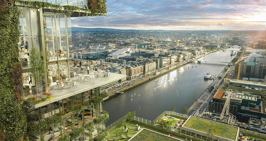 This view will not materialize in Dublin after planning permission was denied to Waterfront ~ South Central in Dublin. Image credit: Ronan Group