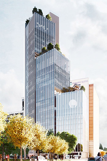 The office building will be the first part of a three-block master plan in Houston. (c) Skanska
