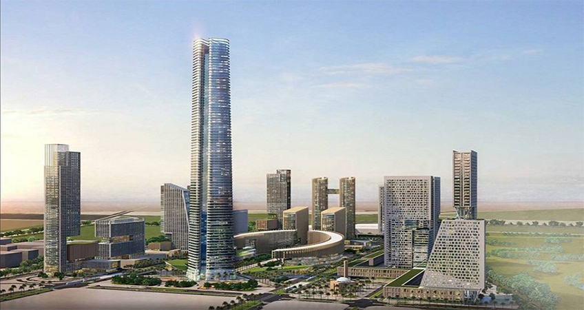 The Iconic Tower has topped out at 385 meters. Image credit: China State Construction Engineering Corporation