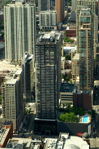 Ontario Place was completed in Chicago in 1983 and is slated to be deconverted into apartments after a recent sale. Image credit: Marshall Gerometta/CTBUH