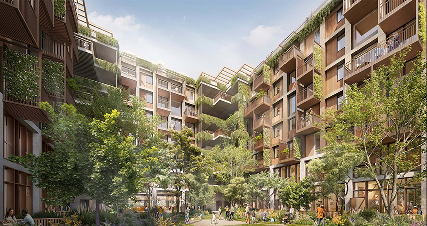 La Fabrica masterplan in Santiago leverages timber as a primary building material. Image credit: Foster + Partners
