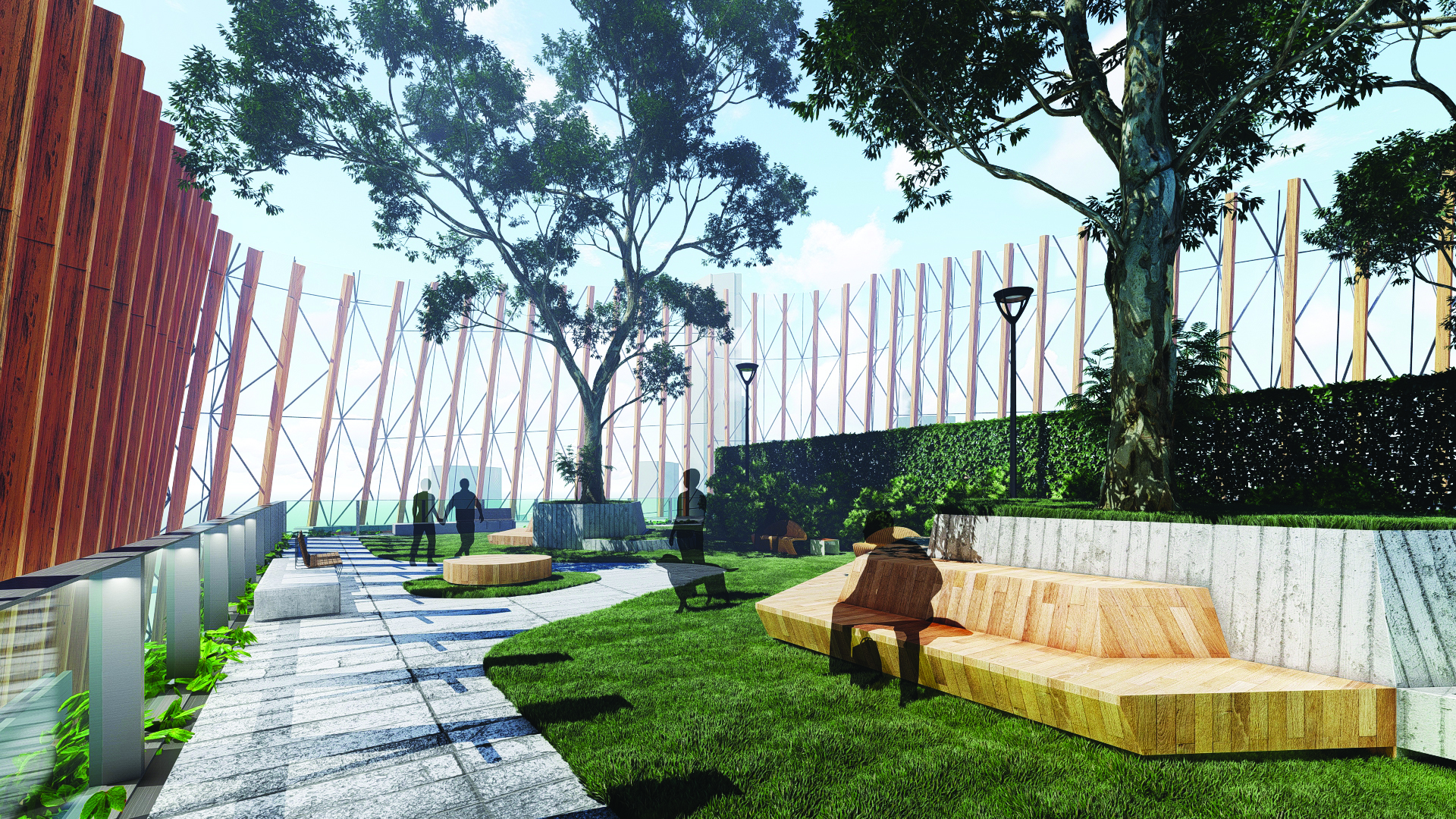 Figure 4. A key goal of the project was to include connected and livable rooftop communities. A rooftop terrace is shown here.