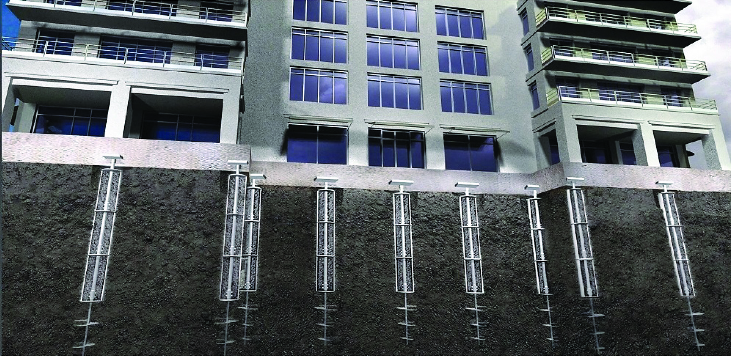 Figure 2. Additional piles may need to be added to accommodate a vertical extension on top of an existing building. The advantage of timber’s lighter weight relative to other structural materials means that piling or other strengthening works could potentially be reduced.