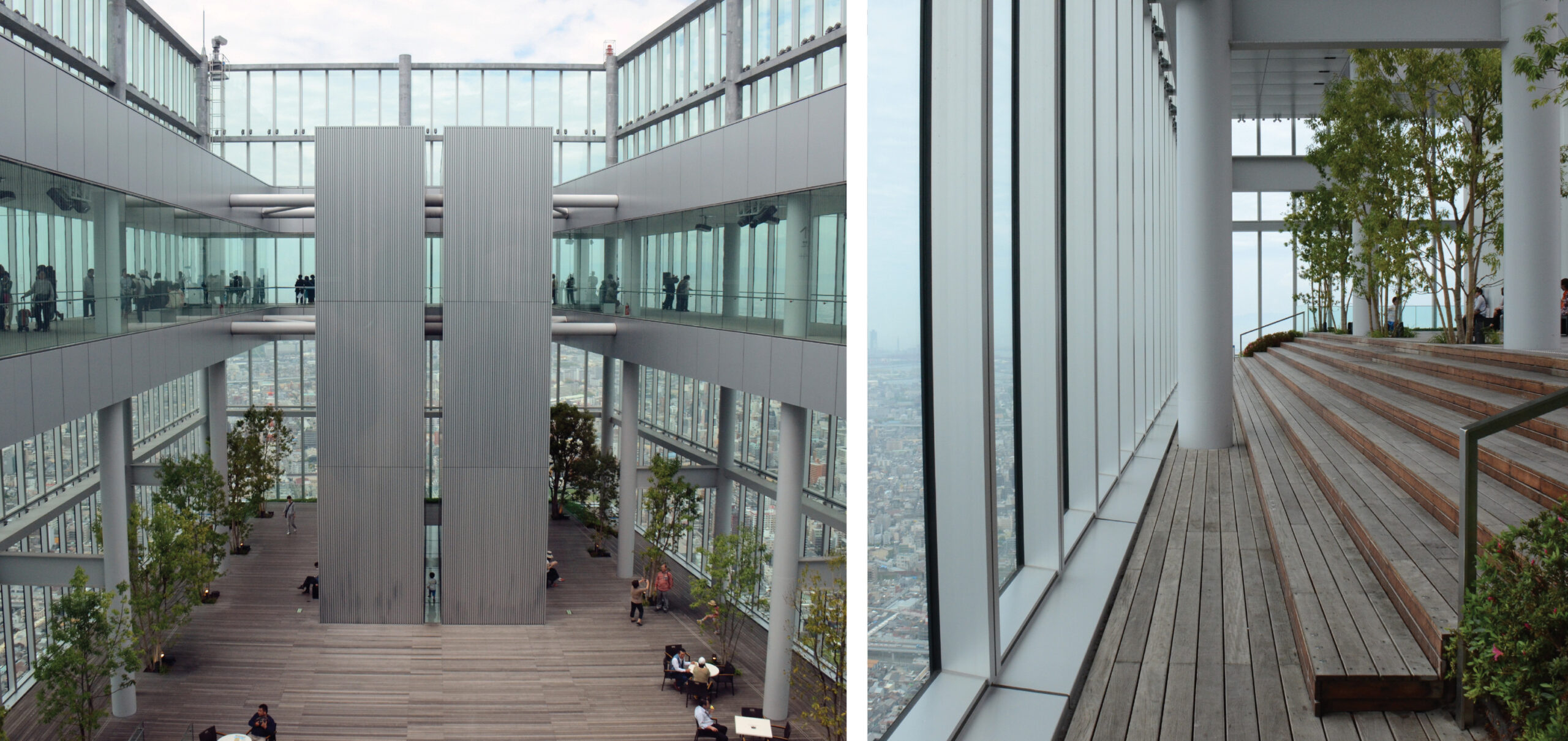 Figure 5. The Abeno Harukas Tower in Osaka (2014, observatory at 287.6 m) has an extremely well-designed two-story observation level.