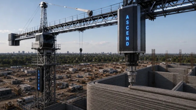 Ascend, the world’s first robotic tower crane platform. Credit: Luyten