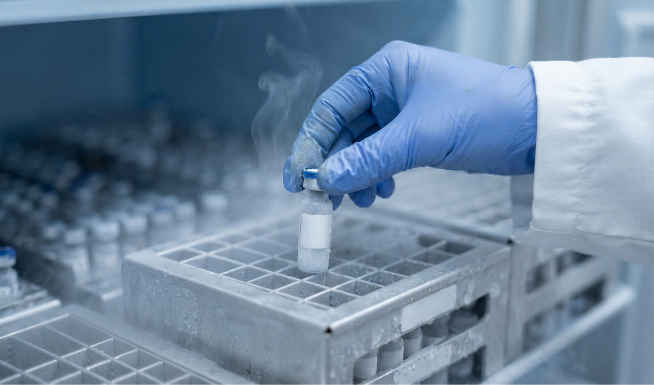 Armazenamento de amostras em biobanco. O estudo analisou dados de sequenciamento de genoma completo de 470 mil participantes do UK Biobank. (imagem: ViskBx / Adobe Stock - gerada por IA)