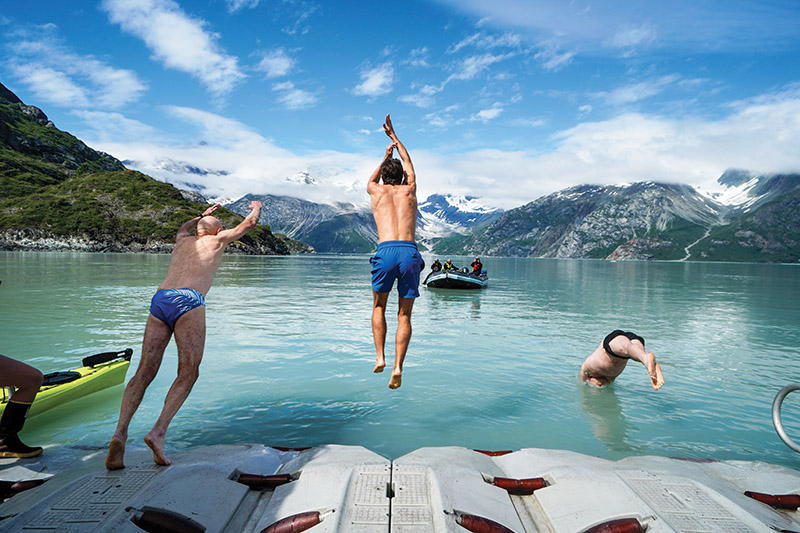 Jumping in Alaskan waters from UnCruise Adventures