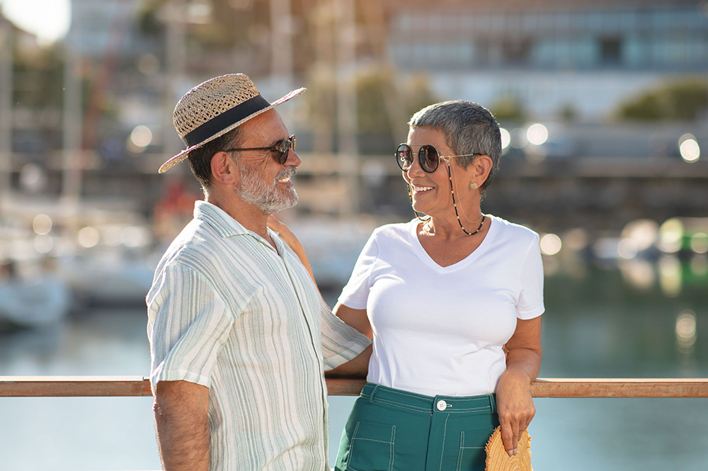Senior couple on boat