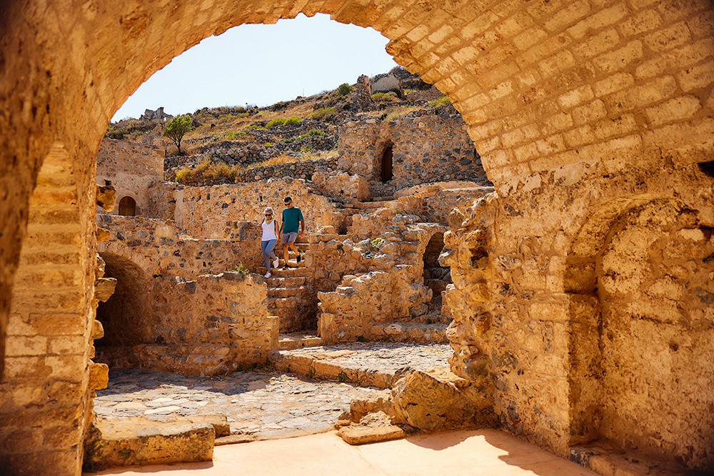 Couple on an excursion in Monemvasia with Windstar Cruises