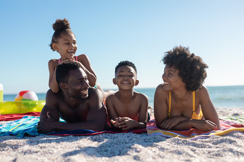 Family on beach